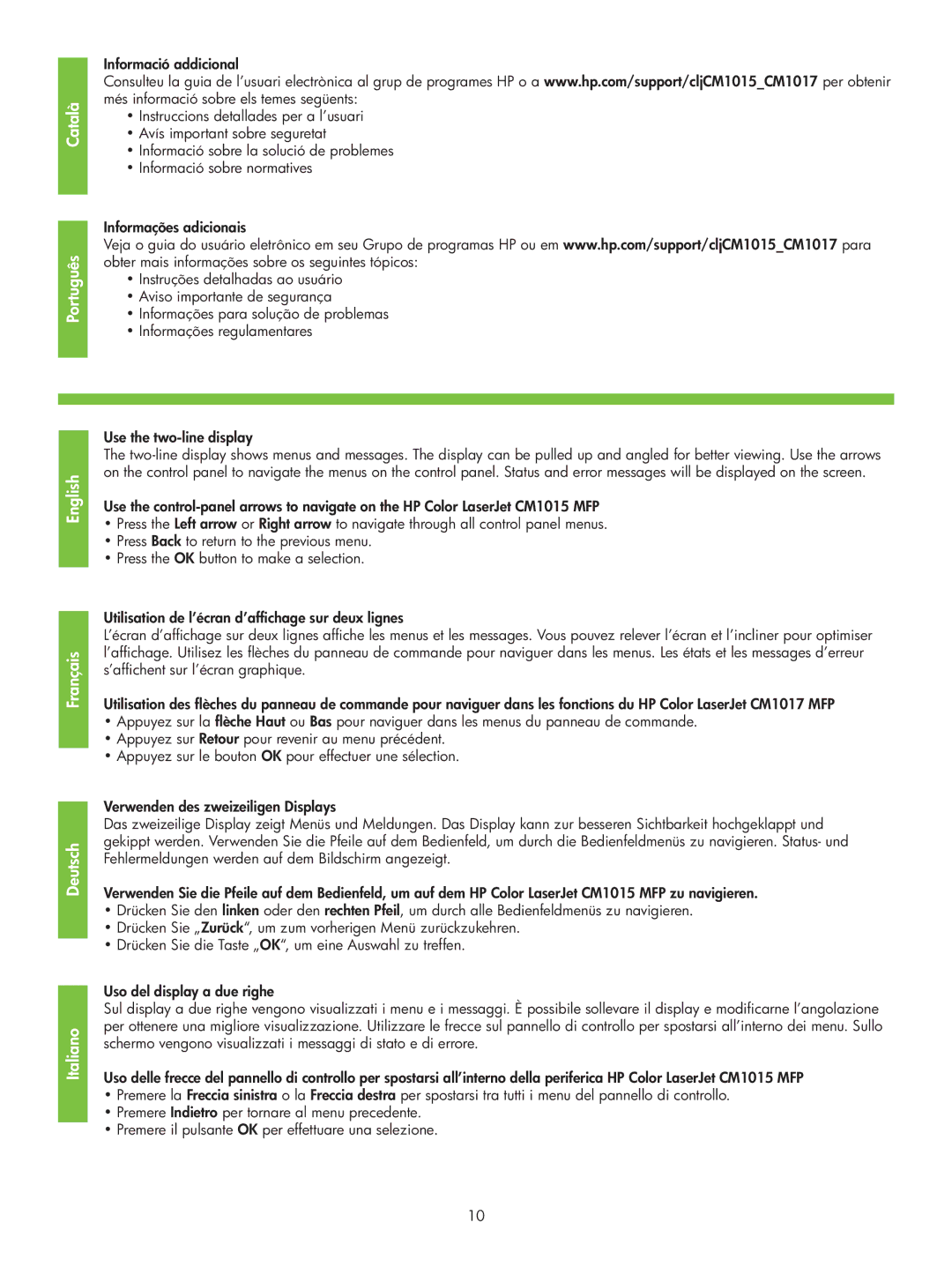 HP CM1015 MFP manual Català Português 