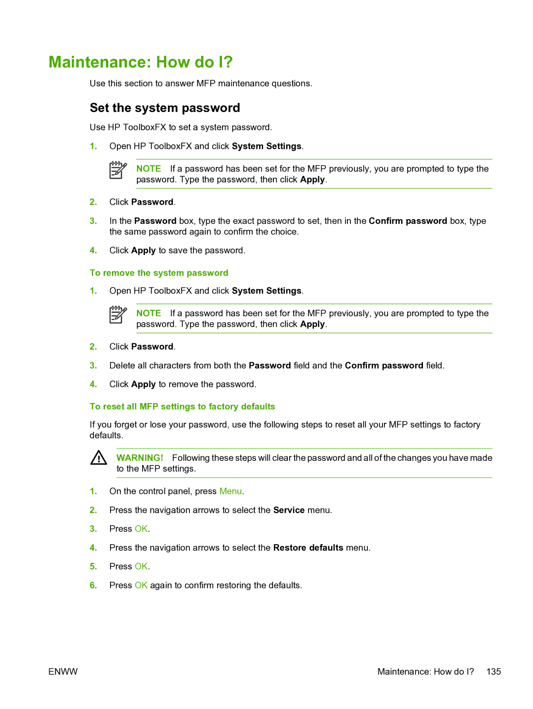 HP CM1015 manual Maintenance How do I?, Set the system password 