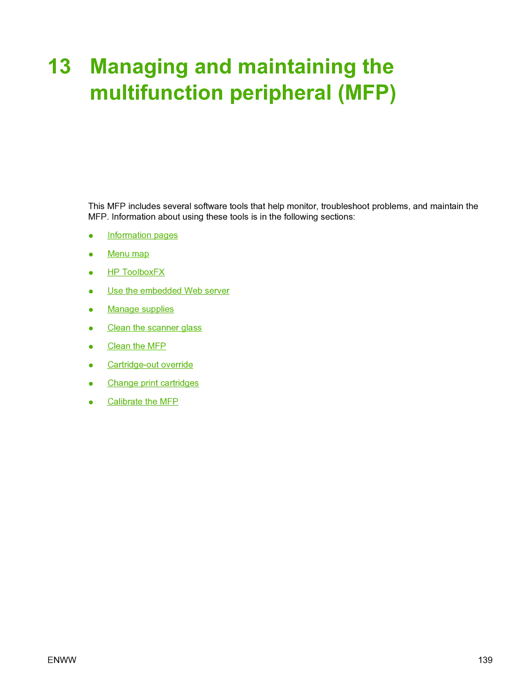 HP CM1015 manual Managing and maintaining the multifunction peripheral MFP 