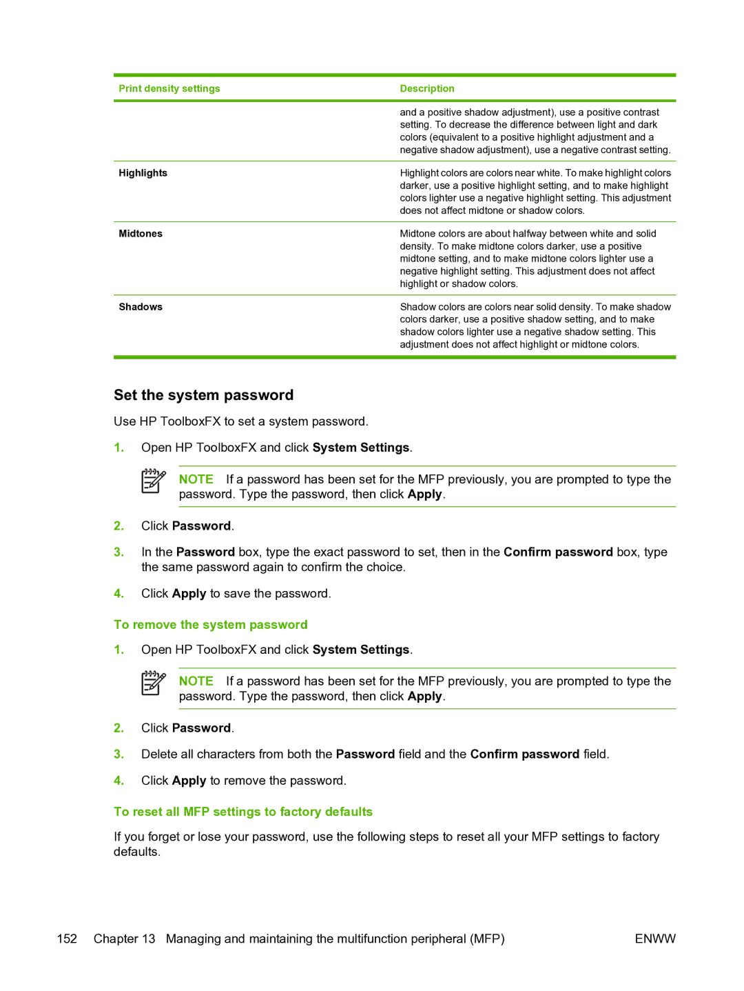 HP CM1015 manual Set the system password 