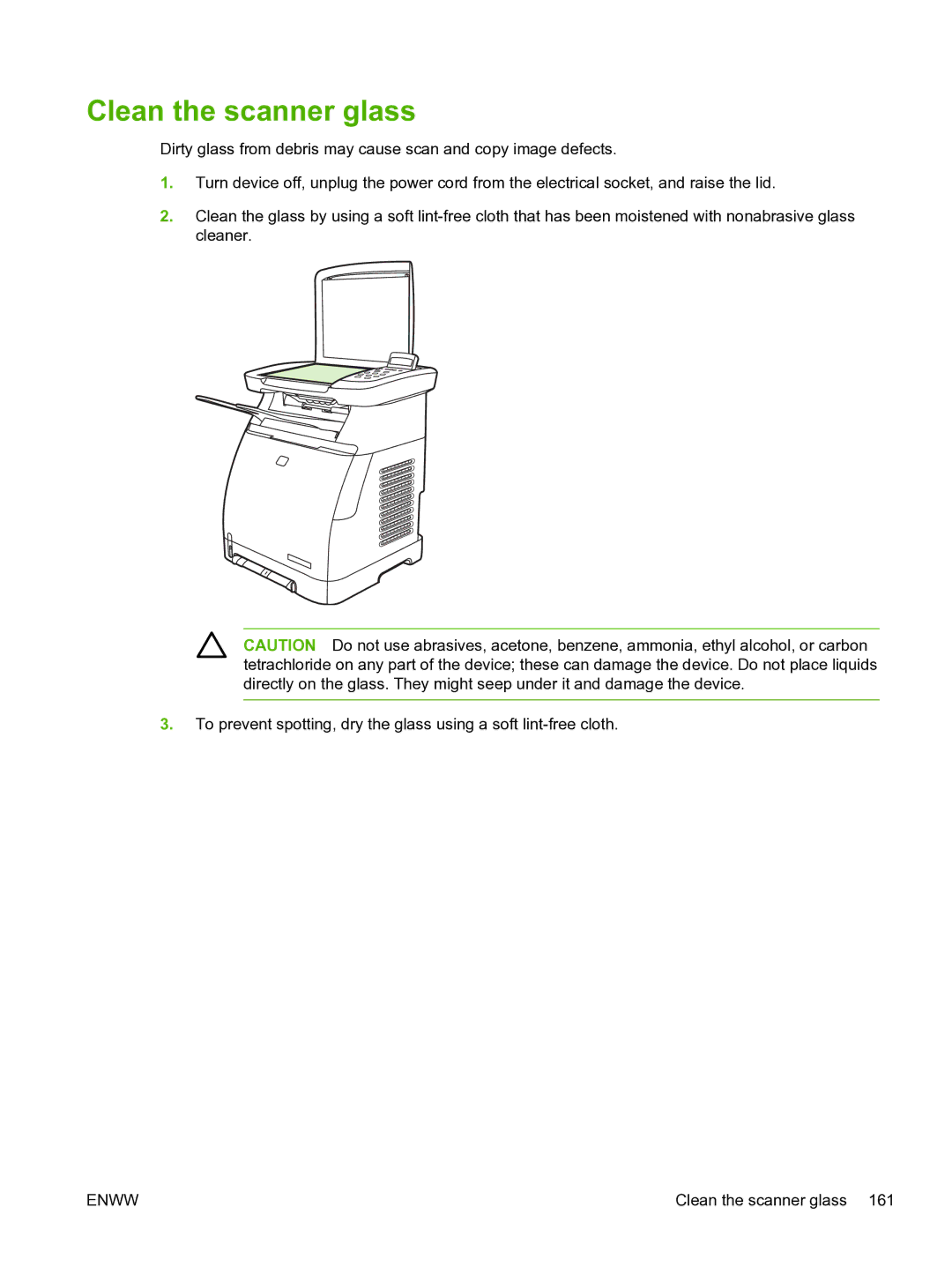 HP CM1015 manual Clean the scanner glass 