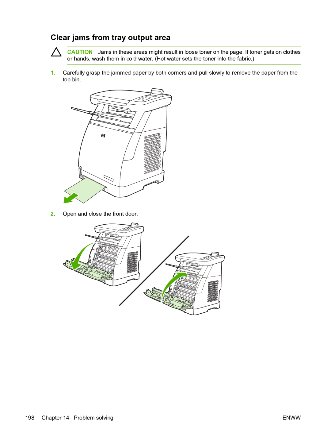 HP CM1015 manual Clear jams from tray output area 