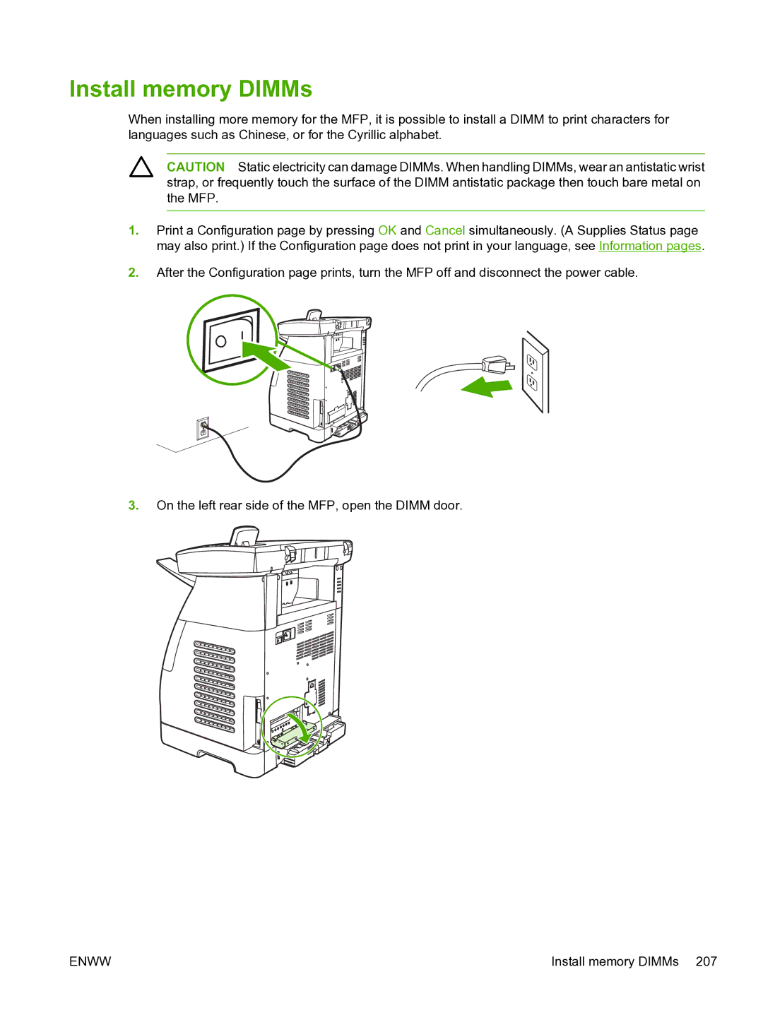 HP CM1015 manual Install memory DIMMs 