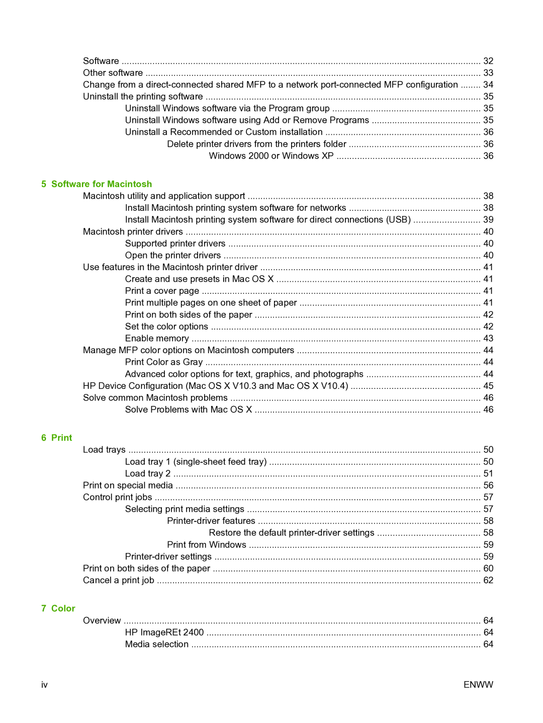 HP CM1015 manual Software for Macintosh, Print, Color 