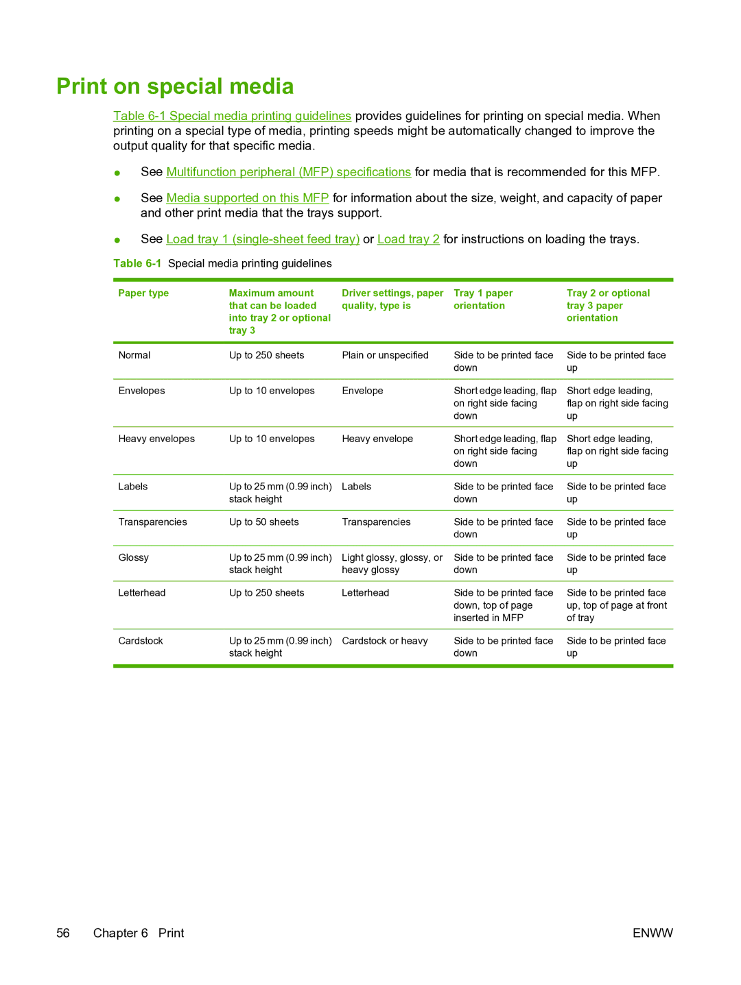 HP CM1015 manual Print on special media, 1Special media printing guidelines 