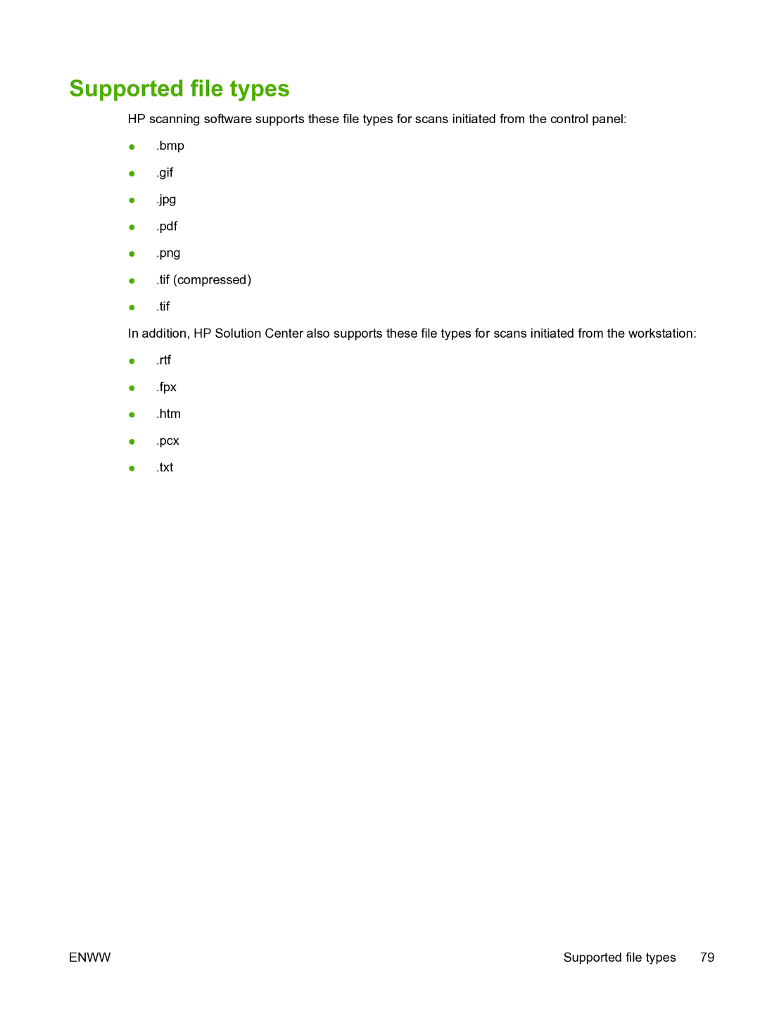 HP CM1015 manual Supported file types 