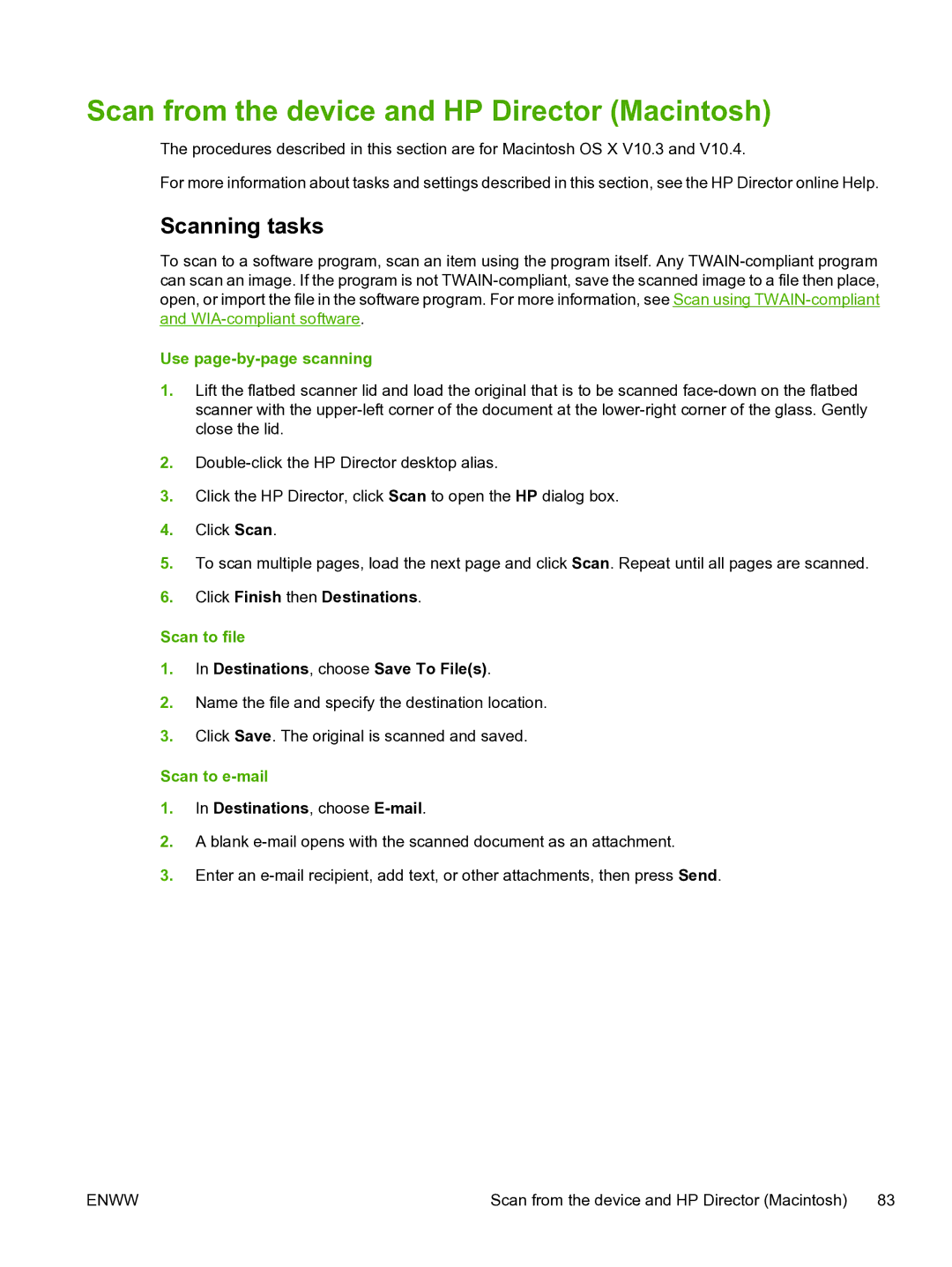 HP CM1015 manual Scan from the device and HP Director Macintosh, Scanning tasks, Use page-by-page scanning, Scan to file 