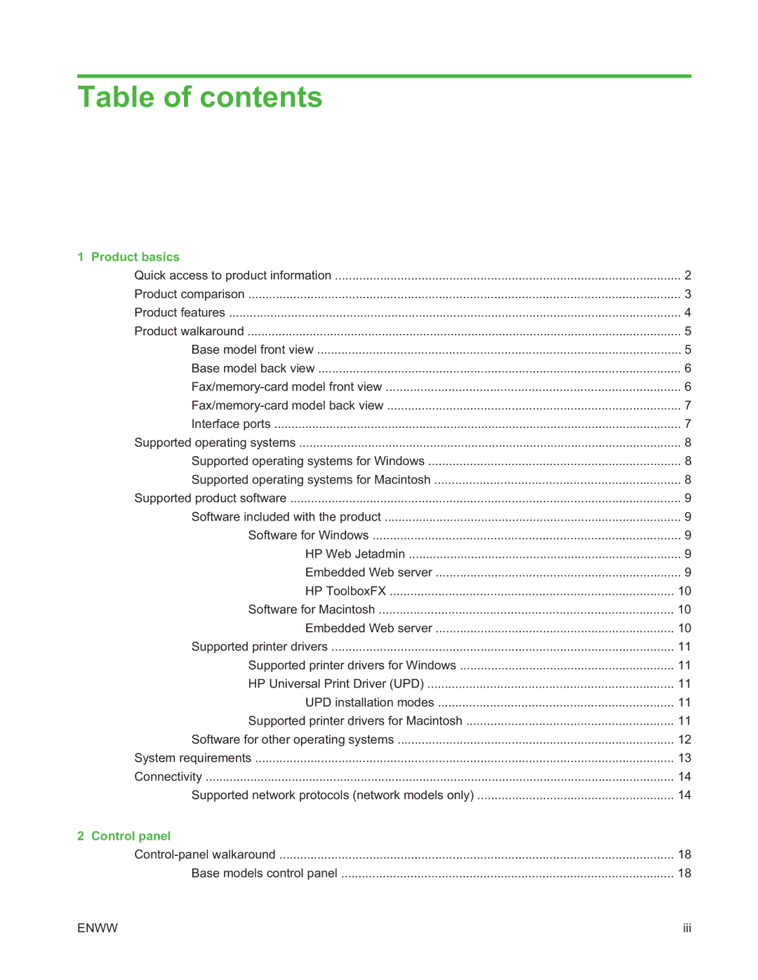 HP CM1312 MFP manual Table of contents 