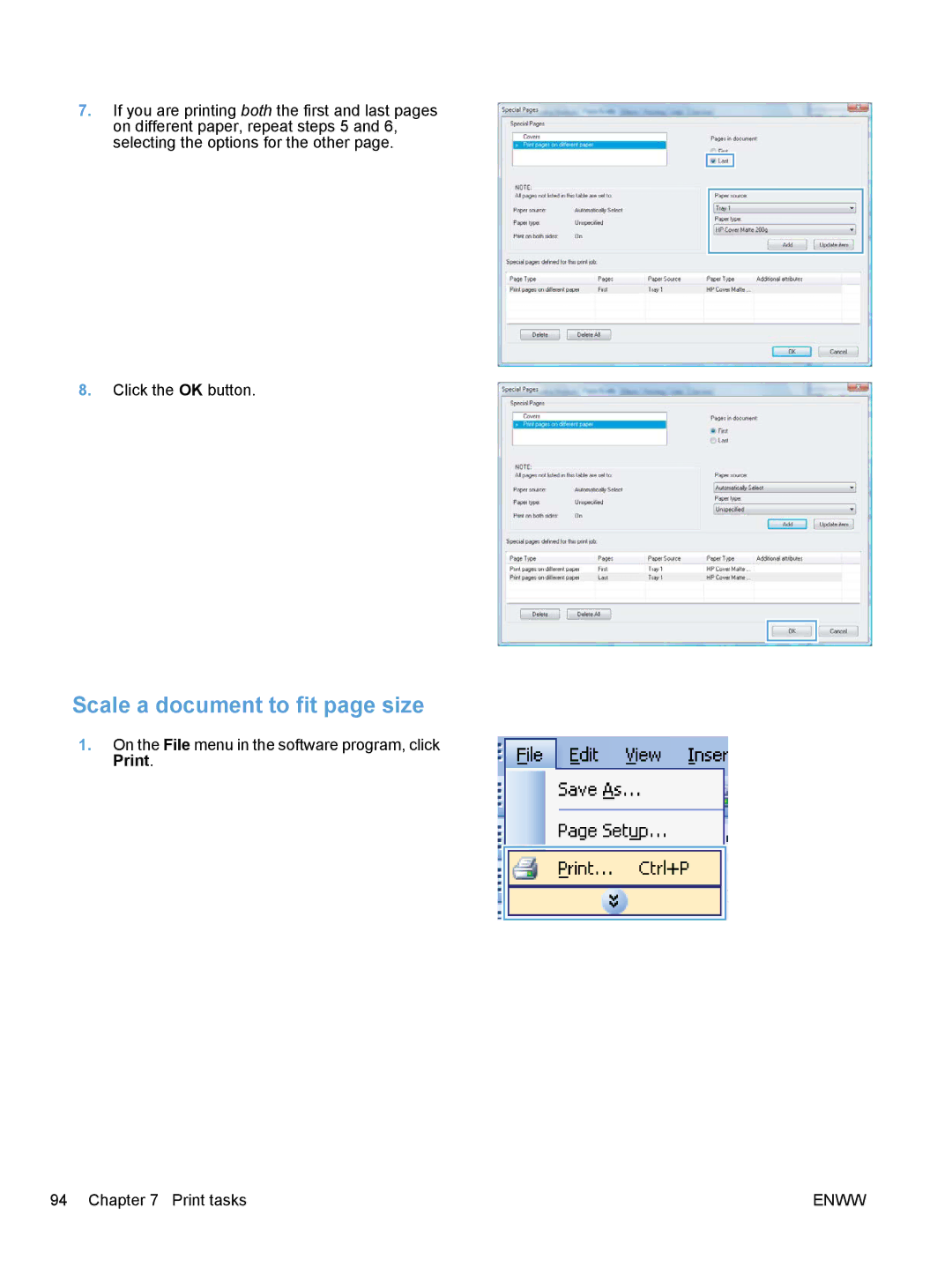 HP CM1410, CE862A manual Scale a document to fit page size 