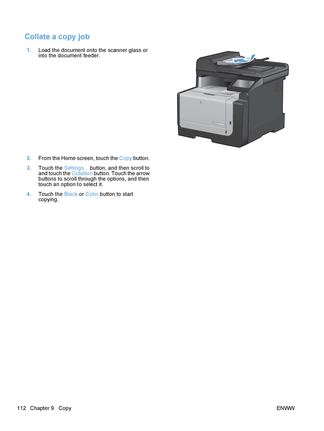 HP CM1410, CE862A manual Collate a copy job 