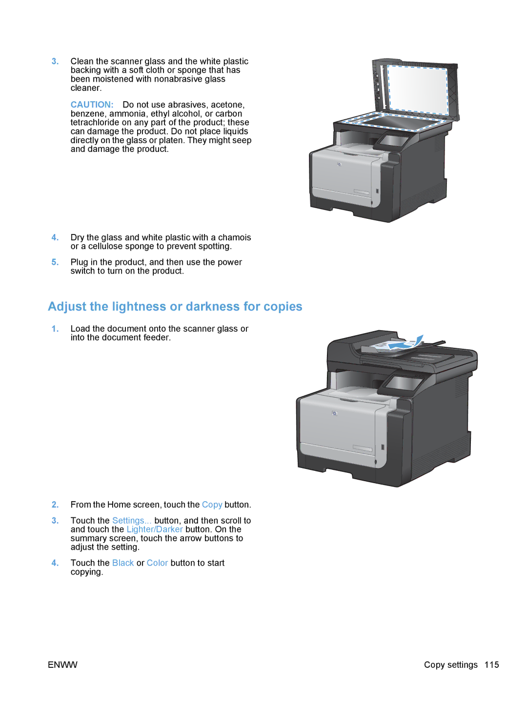 HP CE862A, CM1410 manual Adjust the lightness or darkness for copies 