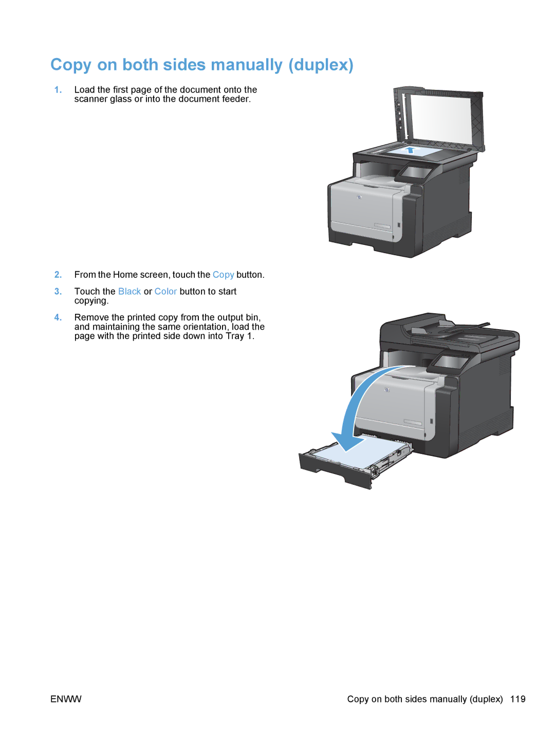 HP CE862A, CM1410 Copy on both sides manually duplex 