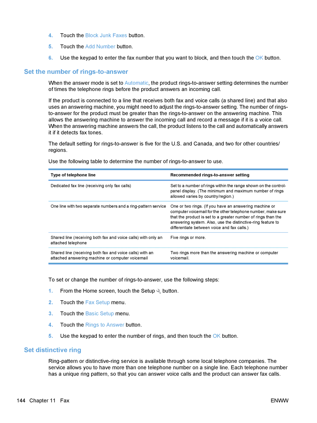 HP CM1410, CE862A manual Set the number of rings-to-answer, Set distinctive ring 