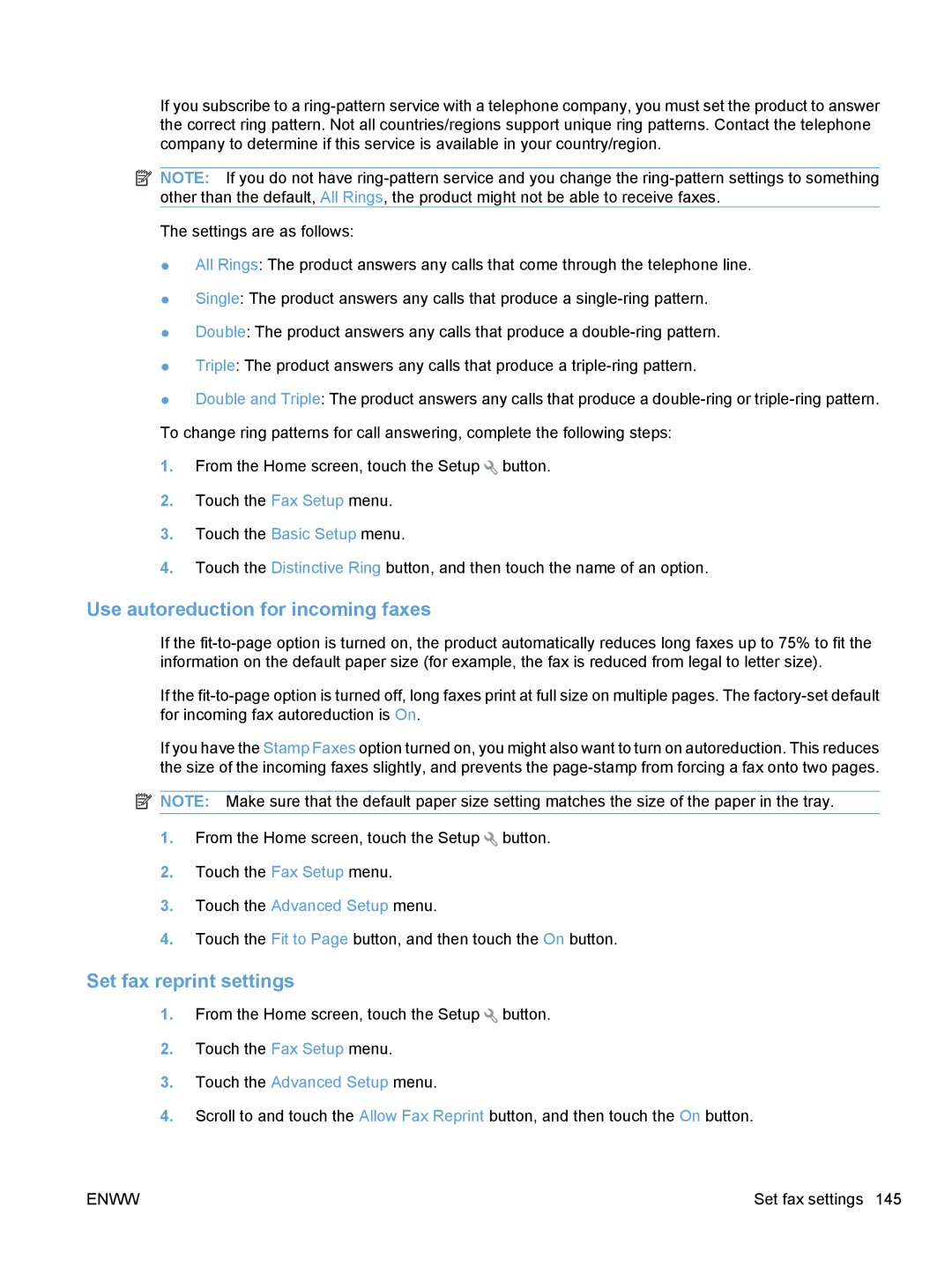 HP CE862A, CM1410 manual Use autoreduction for incoming faxes, Set fax reprint settings 