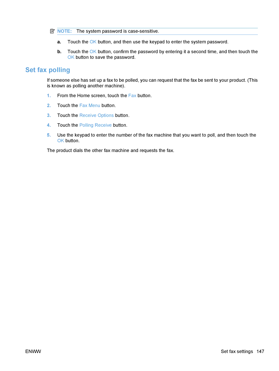 HP CE862A, CM1410 manual Set fax polling 