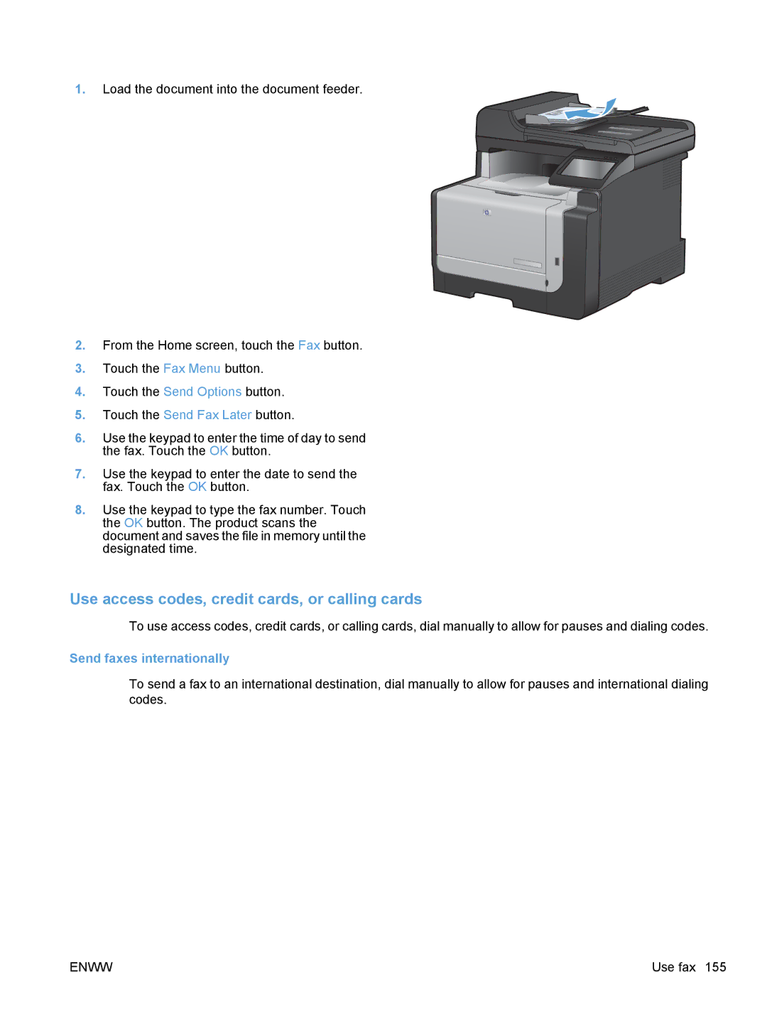 HP CE862A, CM1410 manual Use access codes, credit cards, or calling cards, Send faxes internationally 