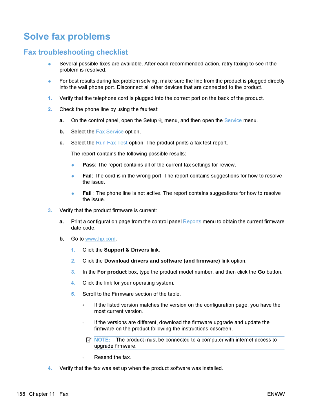 HP CM1410, CE862A manual Solve fax problems, Fax troubleshooting checklist 