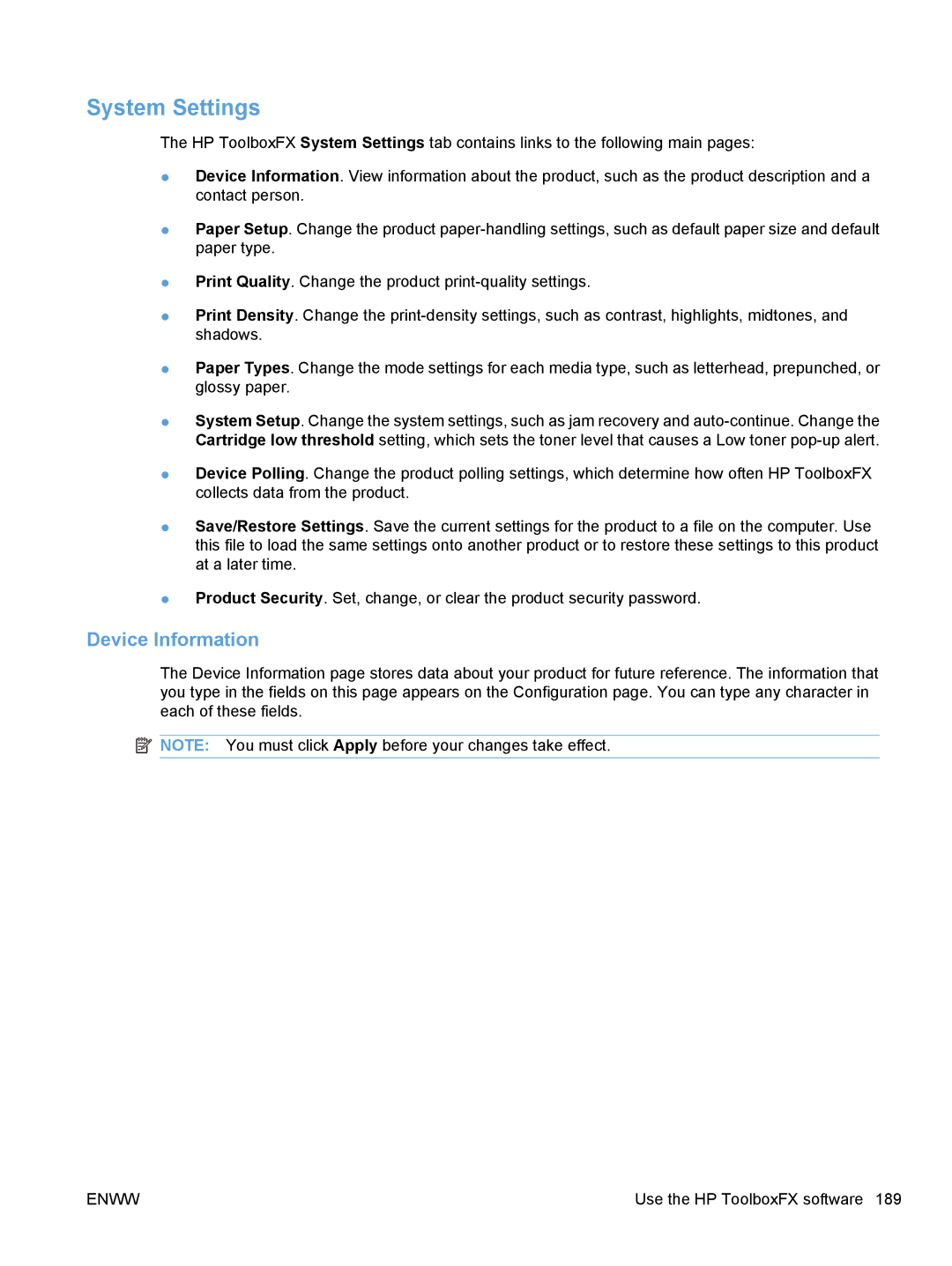 HP CE862A, CM1410 manual System Settings, Device Information 