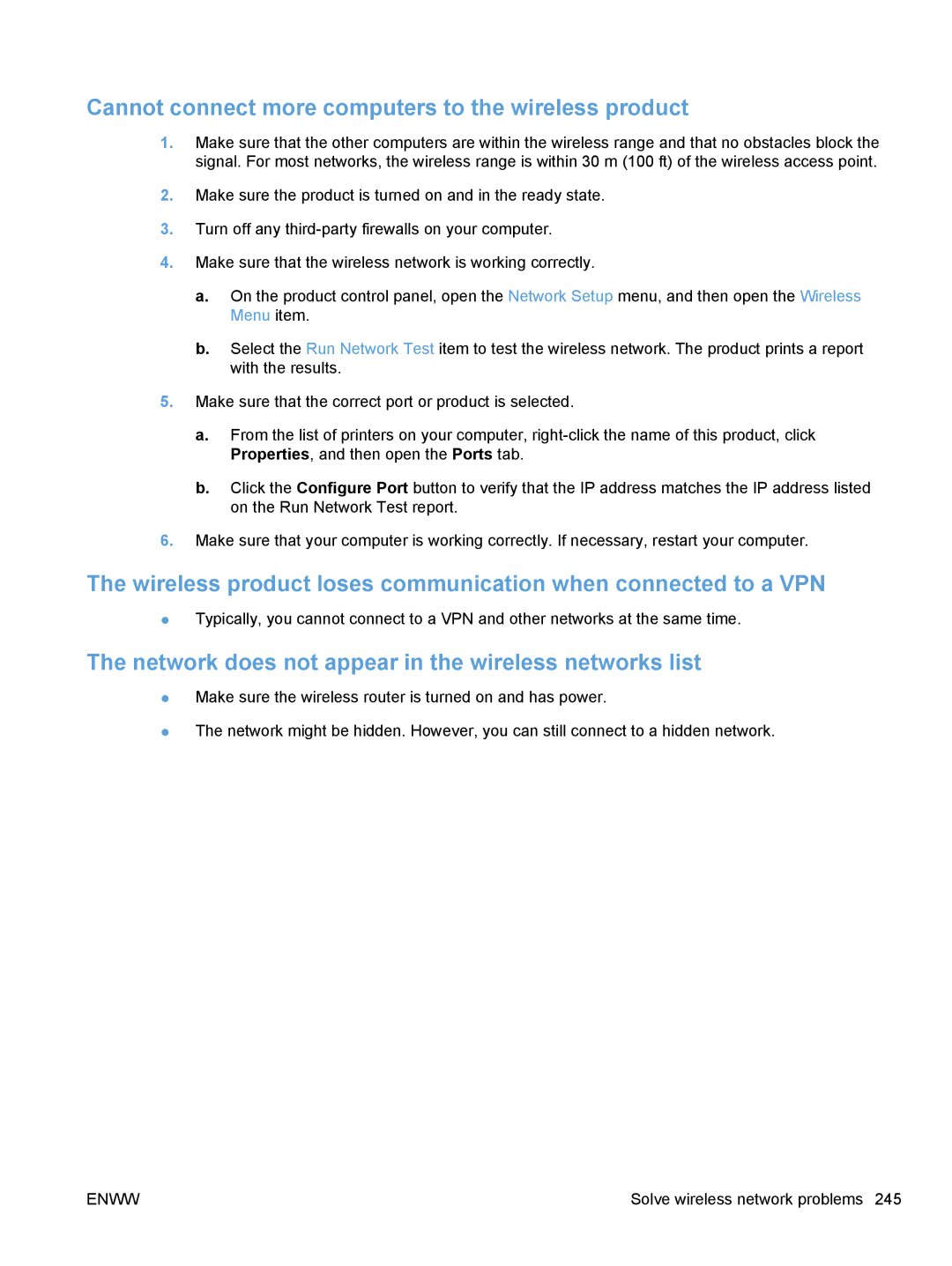 HP CE862A Cannot connect more computers to the wireless product, Network does not appear in the wireless networks list 