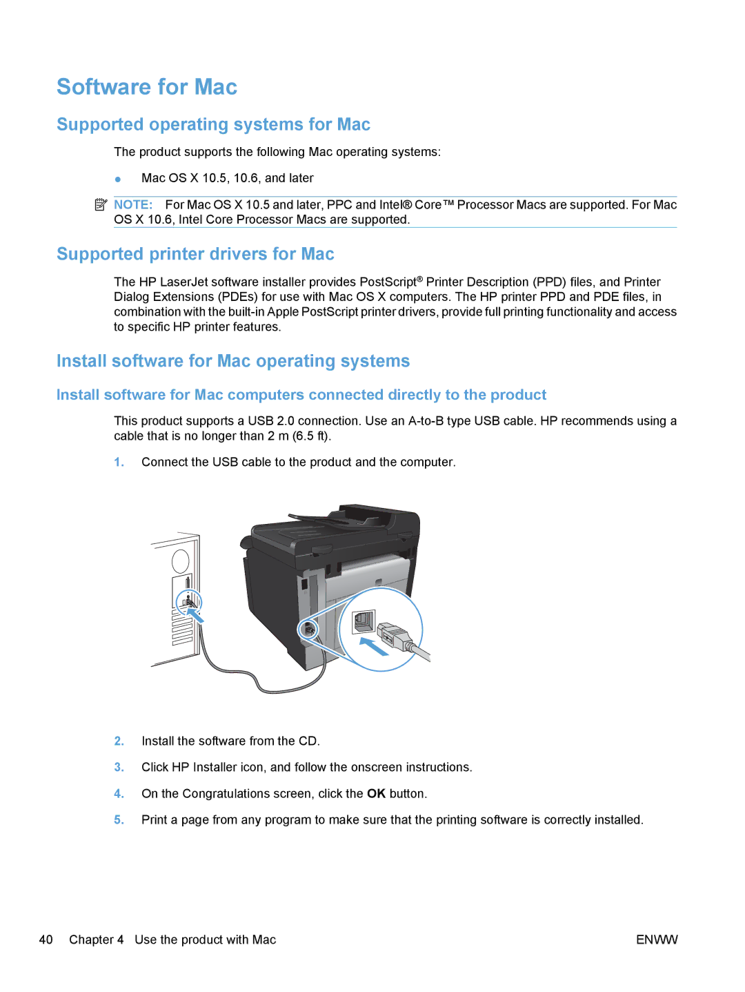 HP CM1410, CE862A manual Software for Mac, Supported operating systems for Mac, Supported printer drivers for Mac 