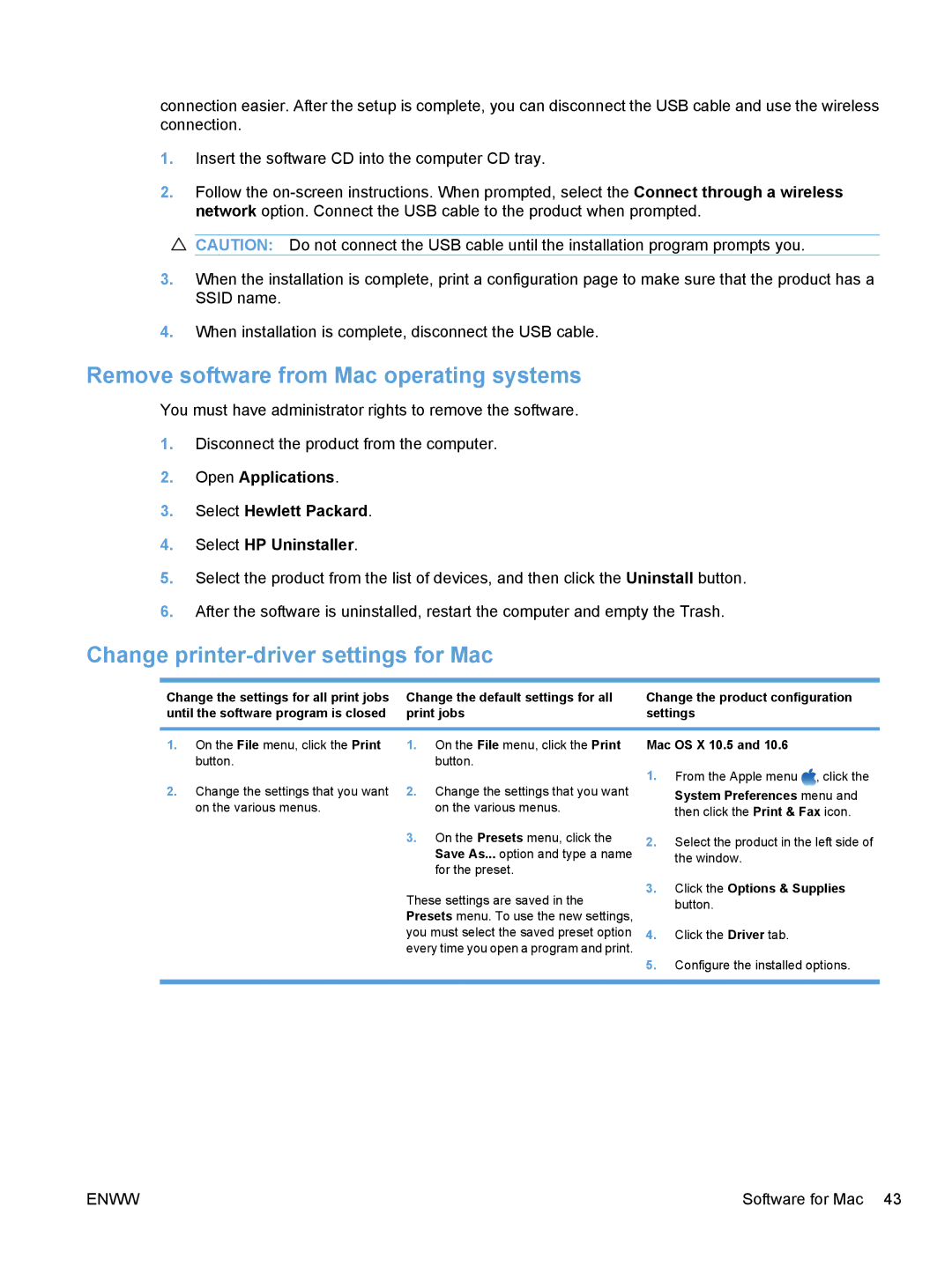 HP CE862A, CM1410 Remove software from Mac operating systems, Change printer-driver settings for Mac, Print jobs Settings 