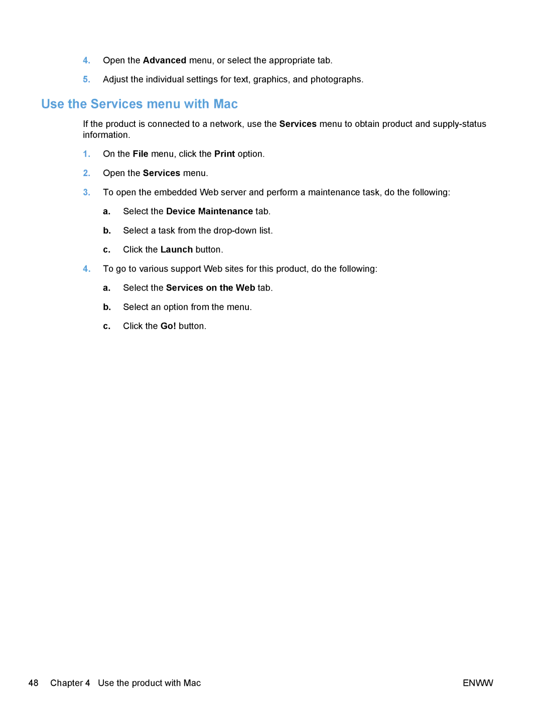 HP CM1410, CE862A manual Use the Services menu with Mac, Select the Device Maintenance tab 