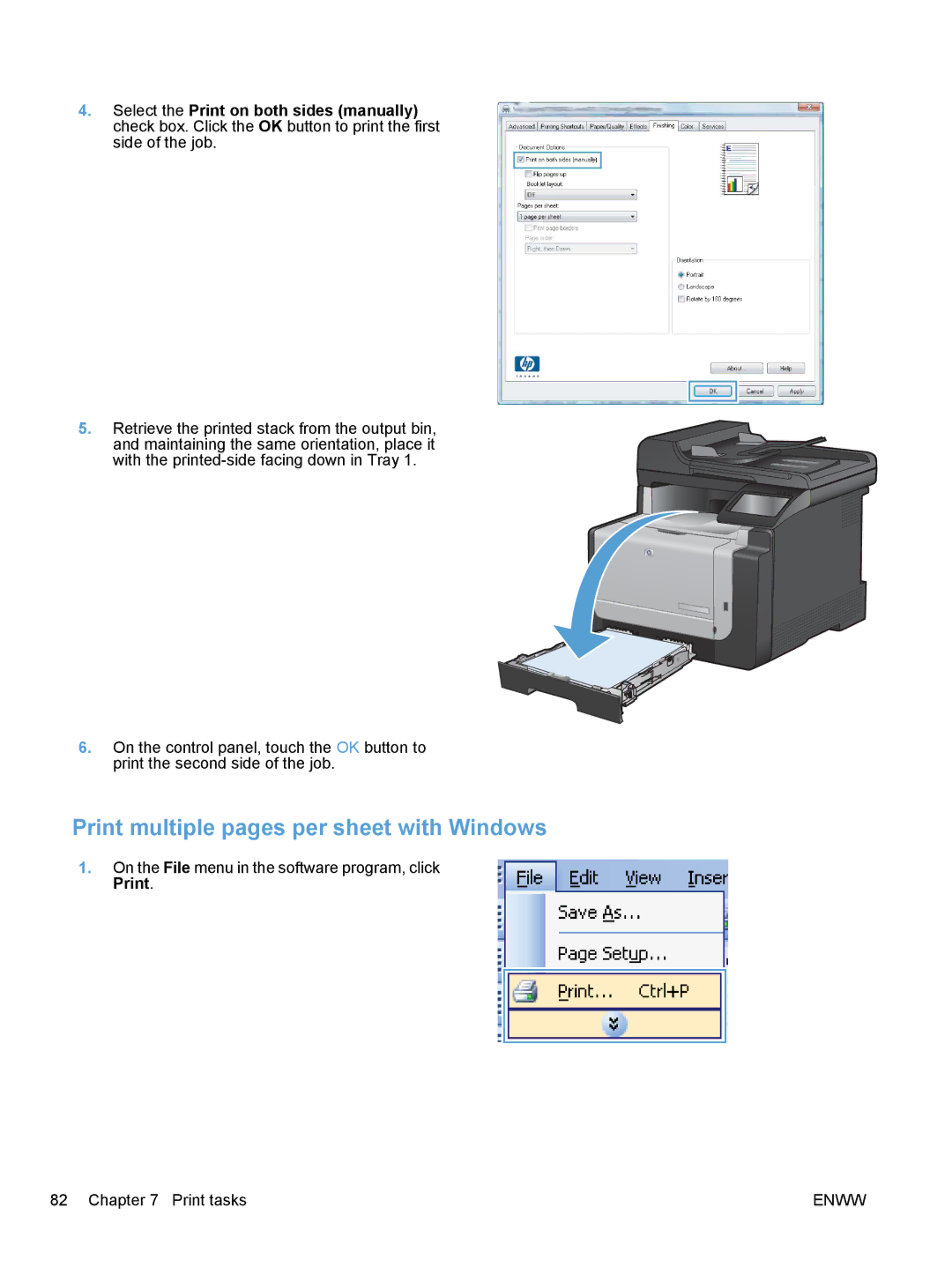 HP CM1410, CE862A manual Print multiple pages per sheet with Windows 