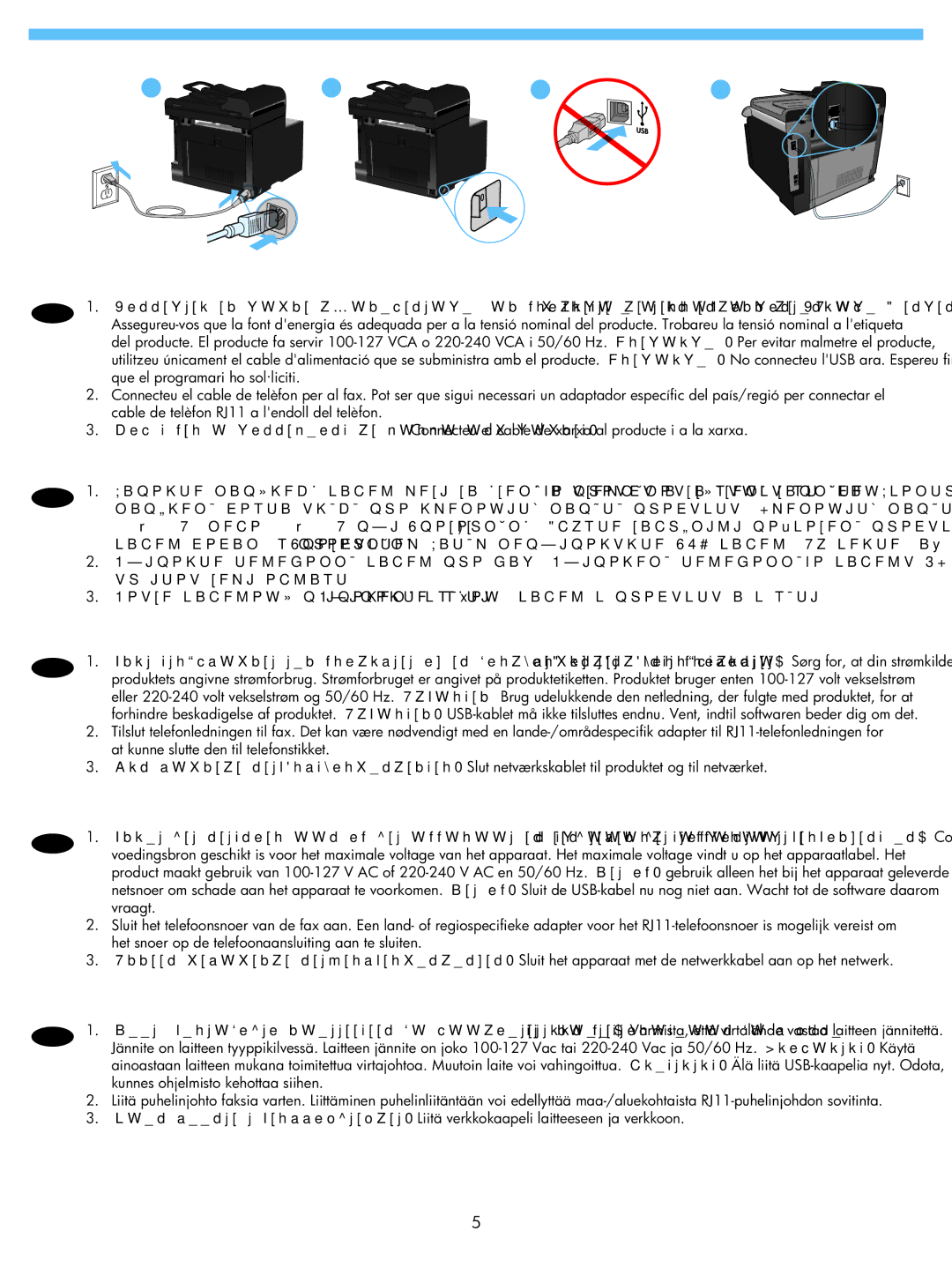 HP CM1415fnw Color manual Que el programari ho sol·liciti, Cable de telèfon RJ11 a lendoll del telèfon, Určitou zemi/oblast 