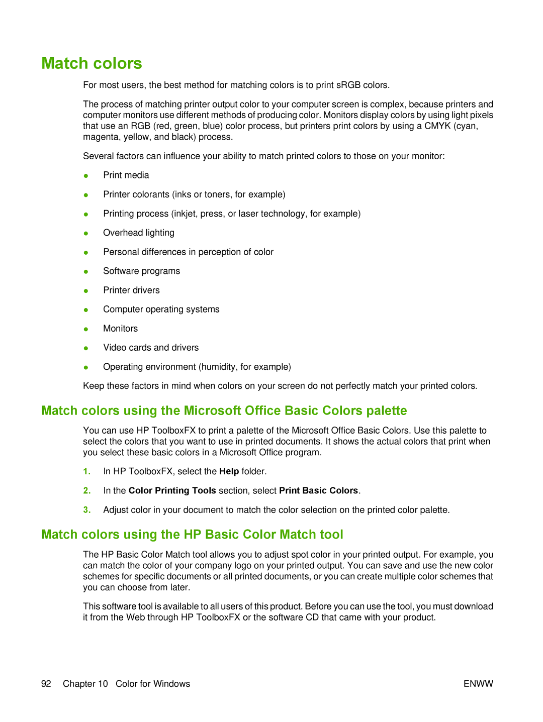 HP CM2320 manual Match colors using the HP Basic Color Match tool 