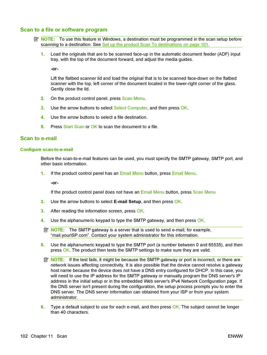 HP CM2320 manual Scan to a file or software program, Scan to e-mail, Configure scan-to-e-mail 