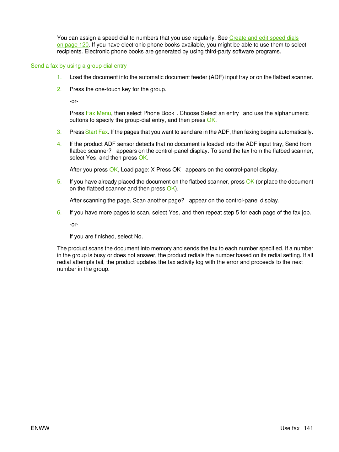 HP CM2320 manual Send a fax by using a group-dial entry 