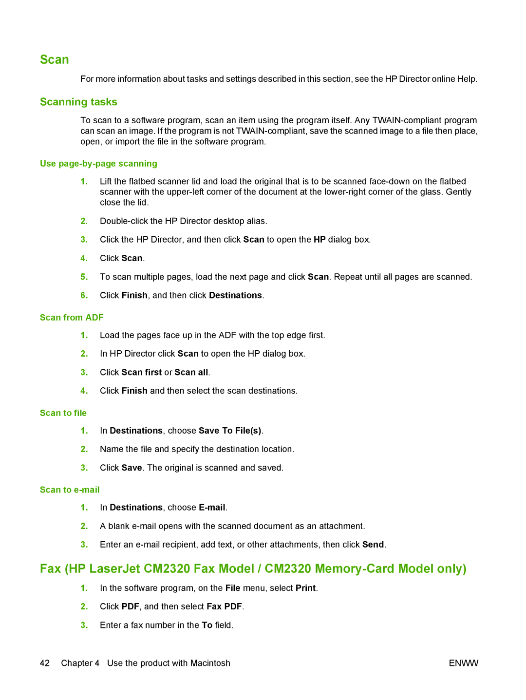 HP CM2320 manual Scanning tasks 