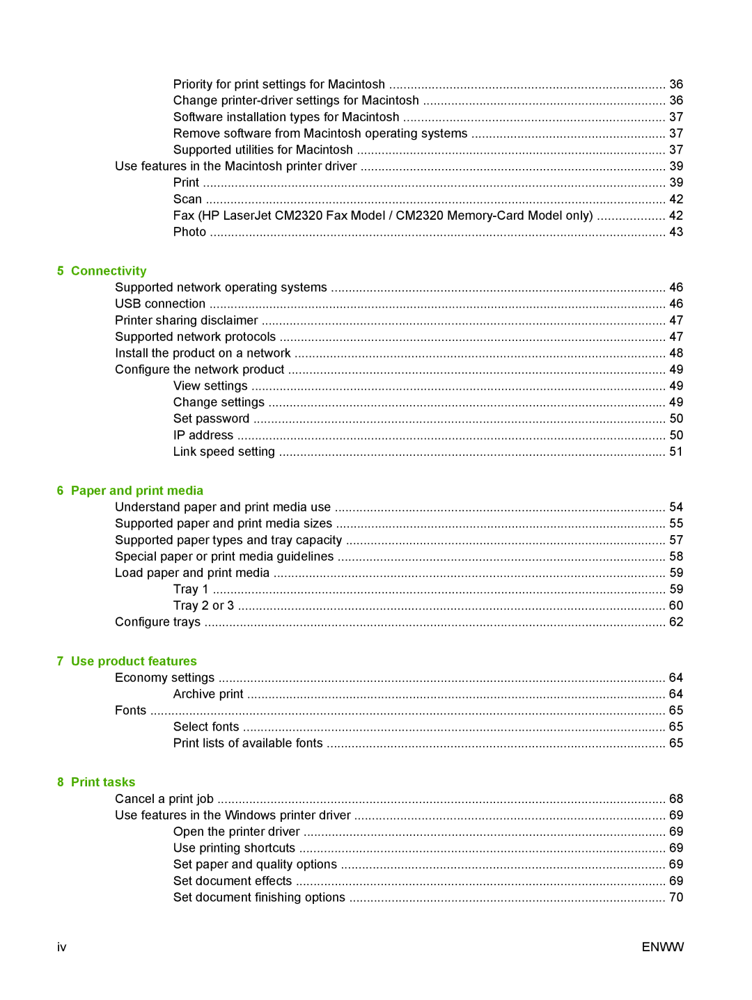 HP CM2320 manual Connectivity, Paper and print media, Use product features, Print tasks 