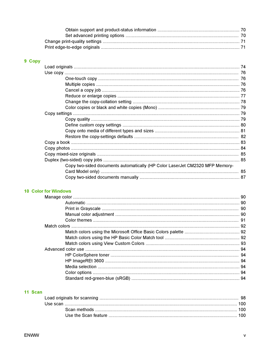 HP CM2320 manual Copy, Color for Windows, Scan 