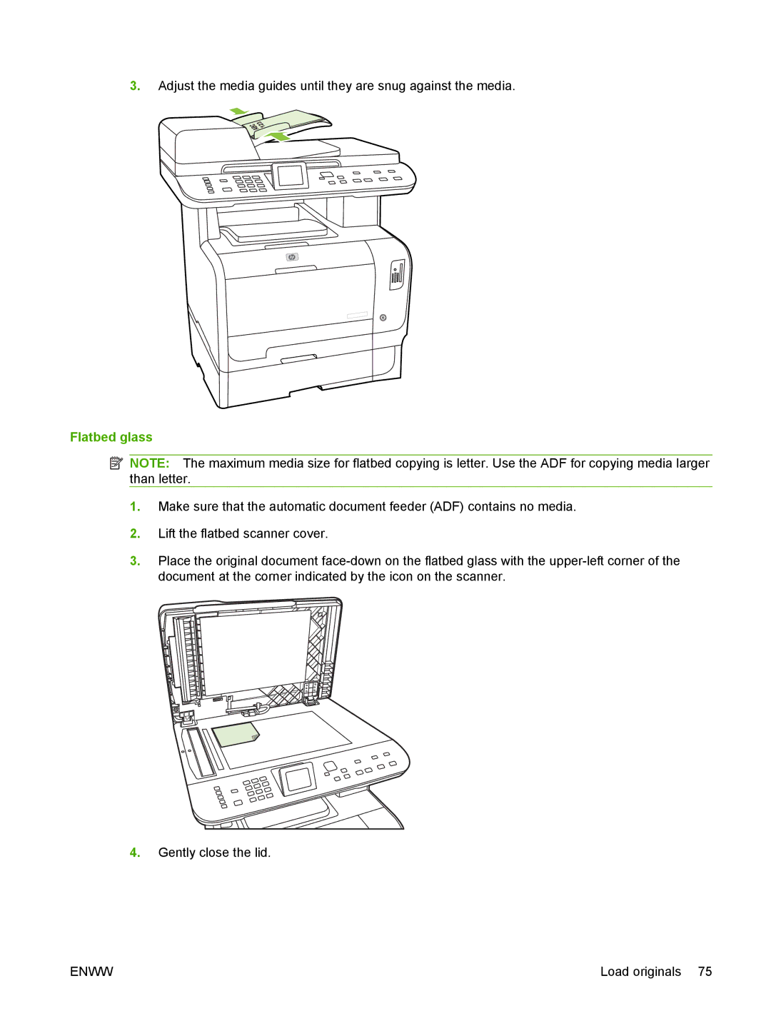 HP CM2320 manual Flatbed glass 