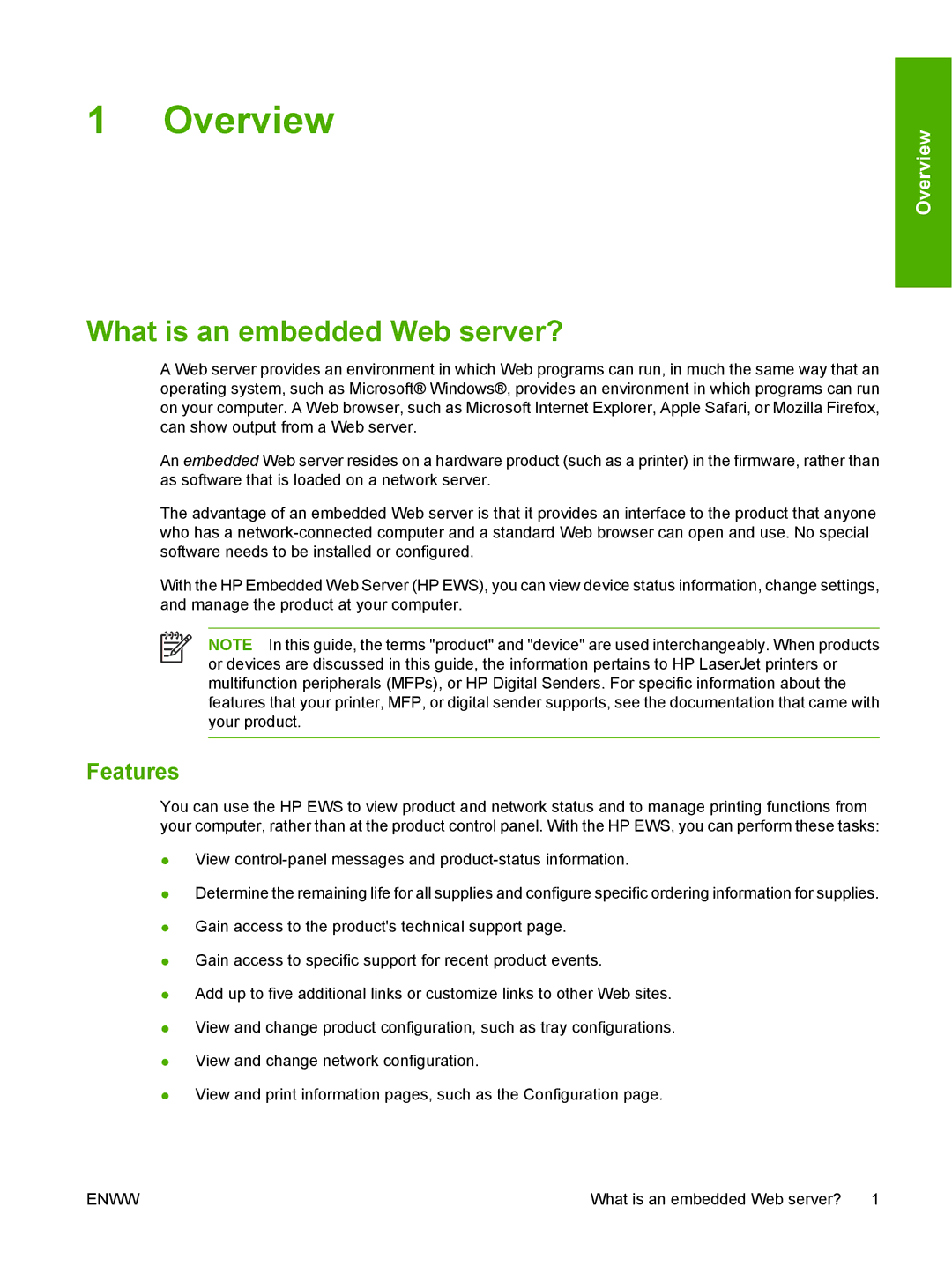 HP CM4730 manual What is an embedded Web server?, Features 