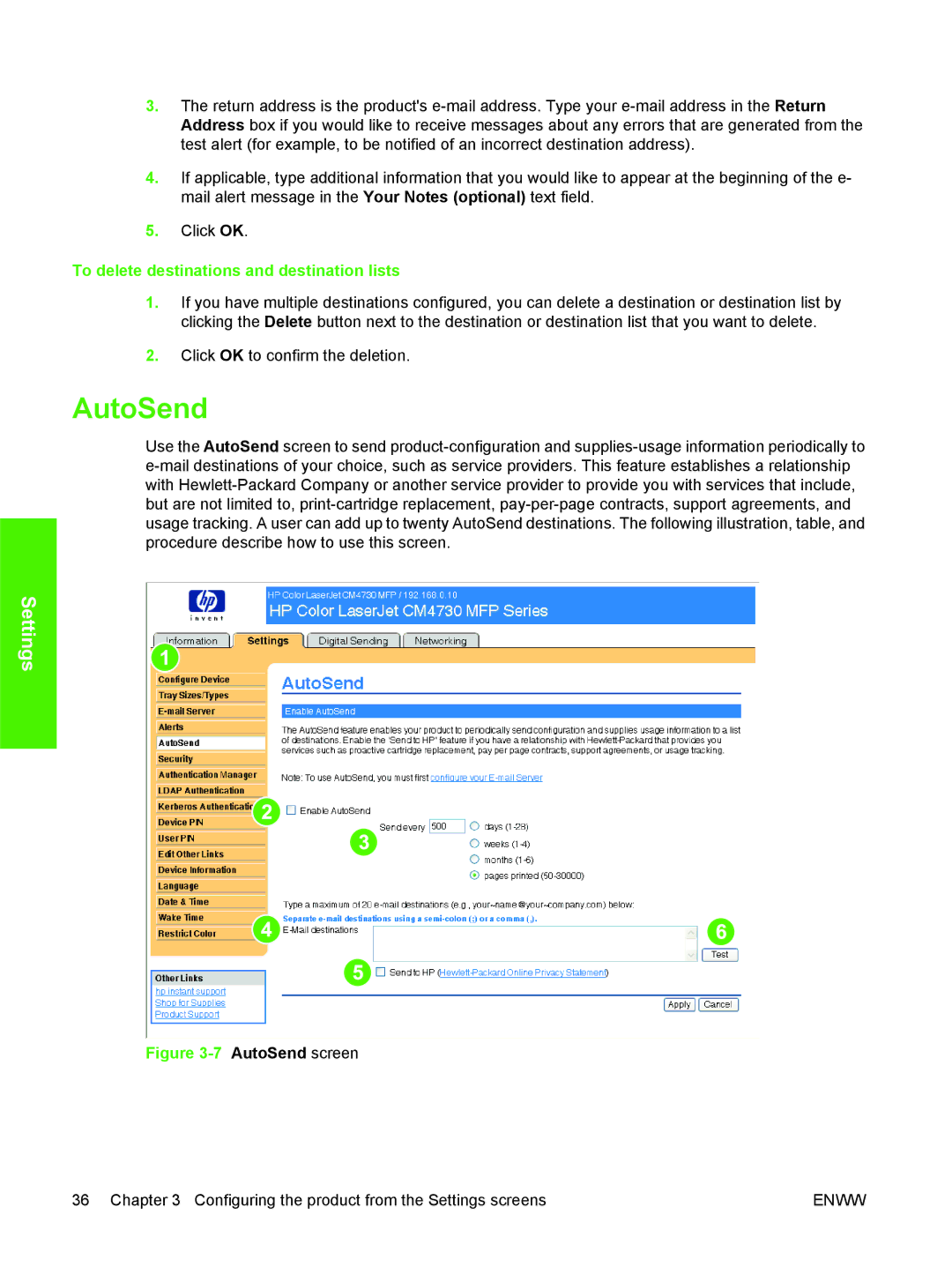 HP CM4730 manual AutoSend, To delete destinations and destination lists 