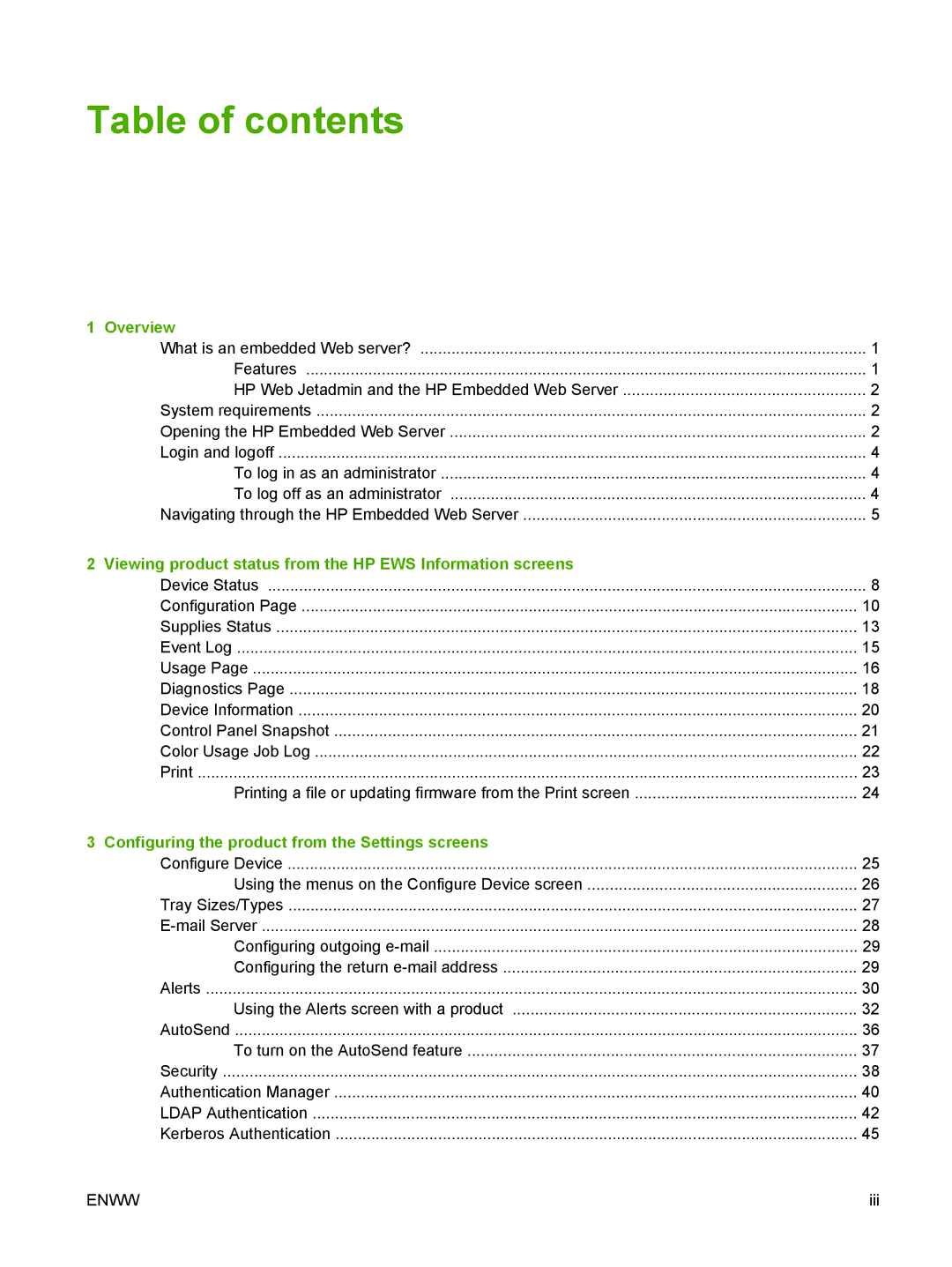 HP CM4730 manual Table of contents 