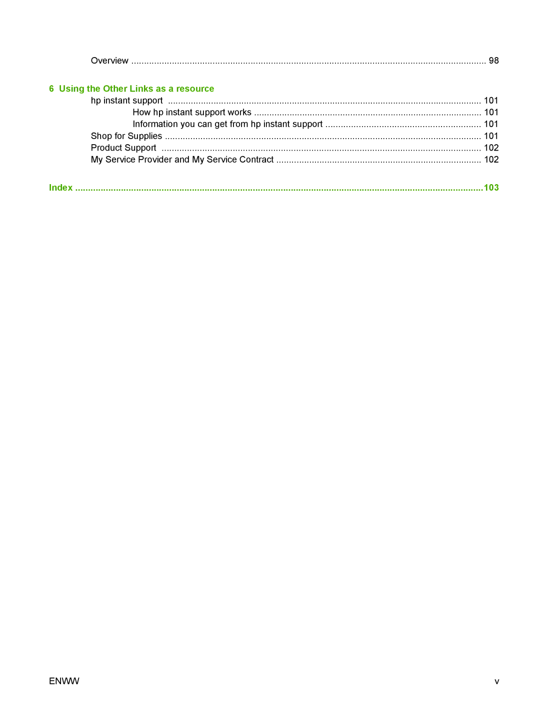 HP CM4730 manual Using the Other Links as a resource, 103, Index 