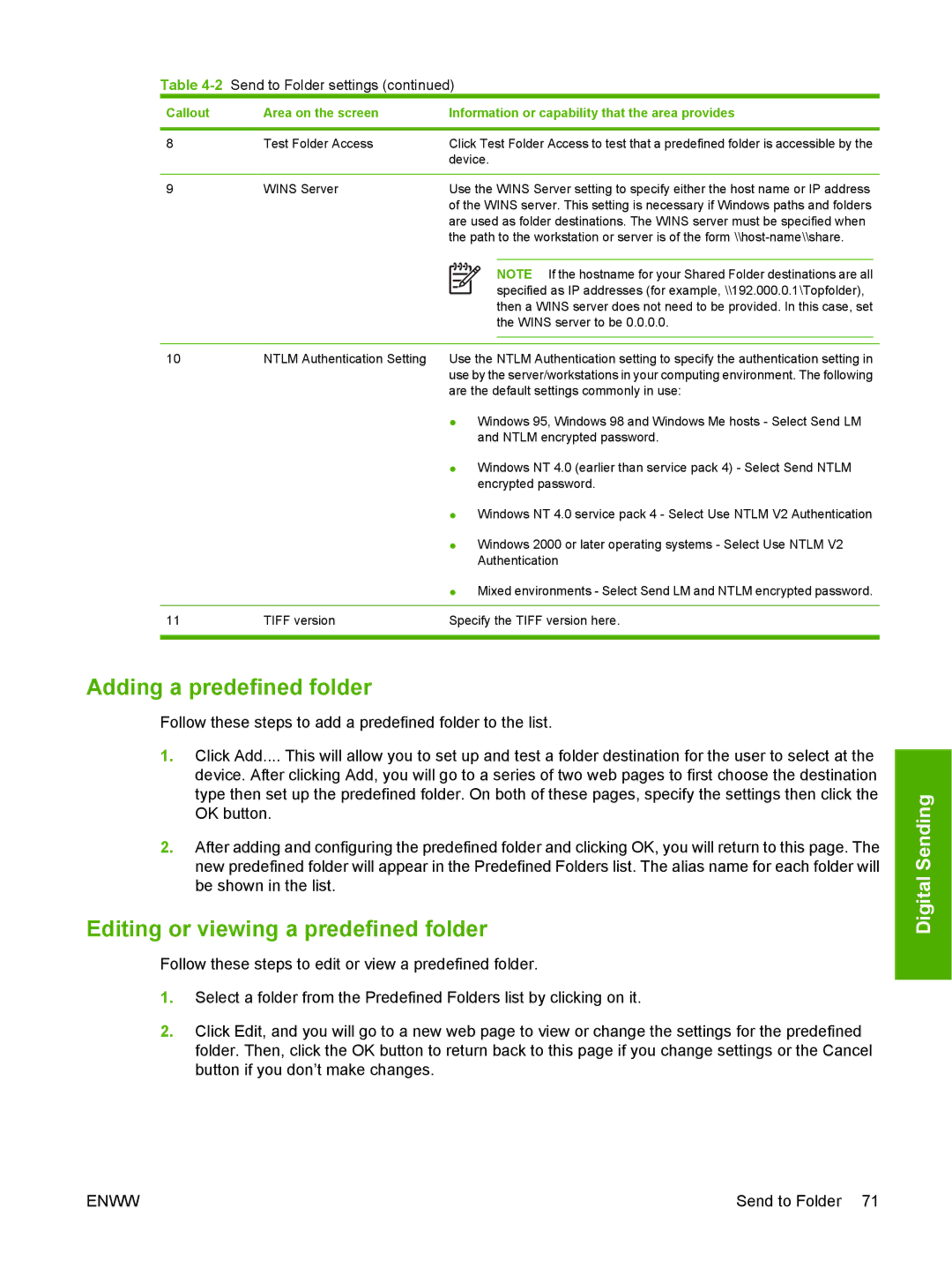 HP CM4730 manual Adding a predefined folder, Editing or viewing a predefined folder 