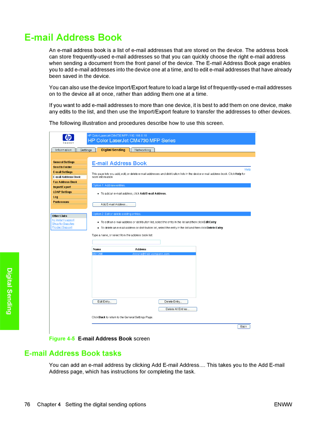 HP CM4730 manual Mail Address Book tasks 