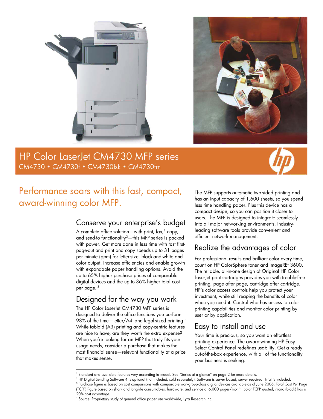 HP CM4730fsk manual Conserve your enterprise’s budget, Designed for the way you work, Realize the advantages of color 