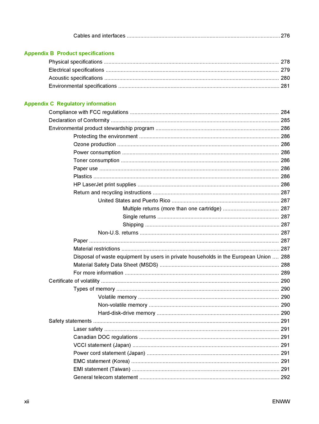 HP CM6049f MFP manual Appendix B Product specifications, Appendix C Regulatory information 