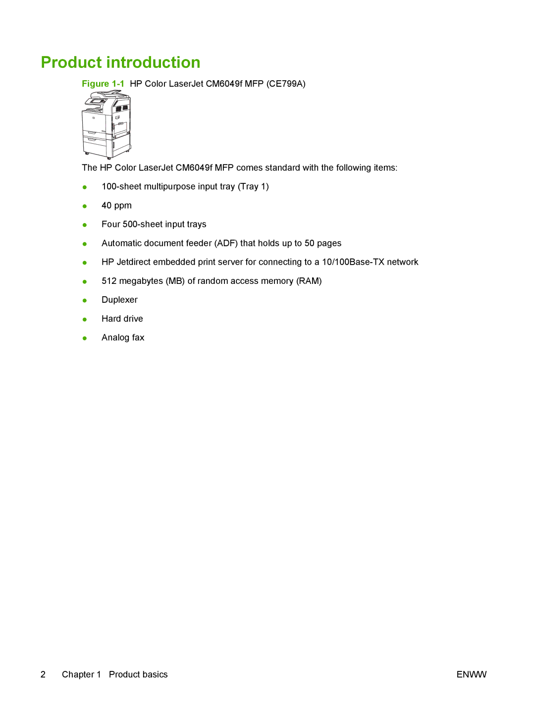 HP CM6049f MFP manual Product introduction 