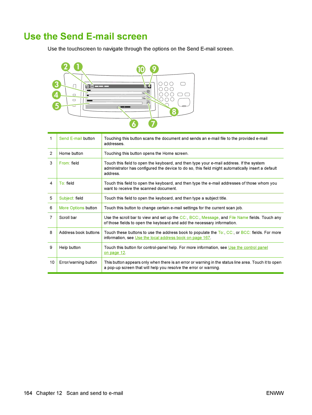 HP CM6049f MFP manual Use the Send E-mail screen 