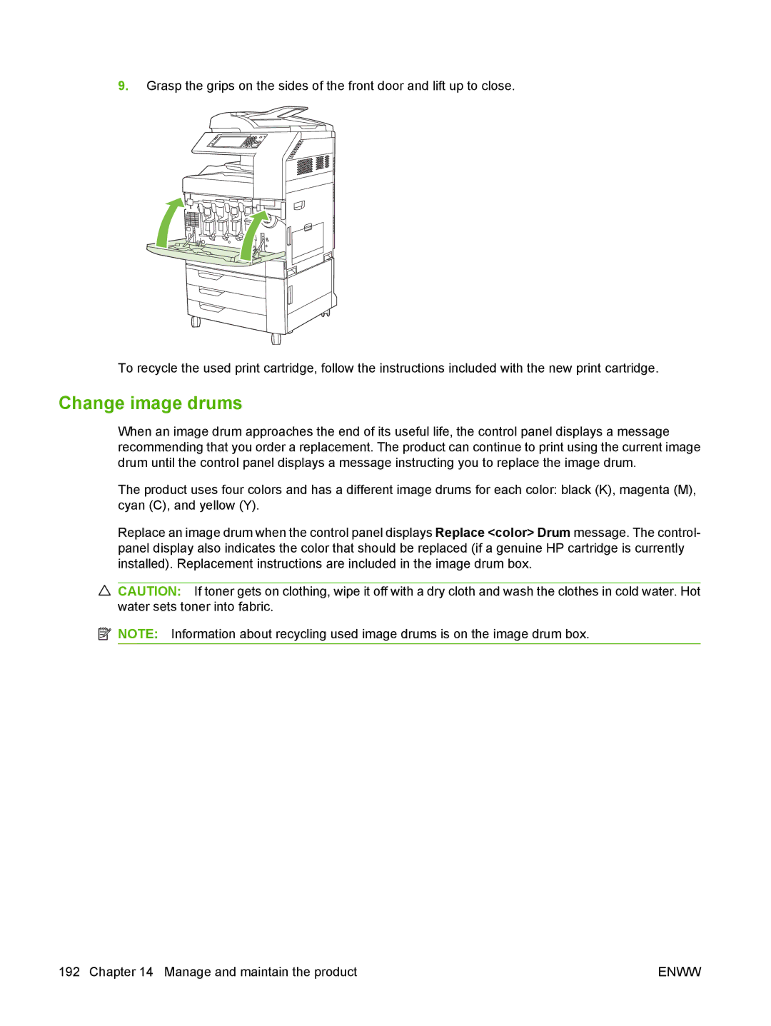 HP CM6049f MFP manual Change image drums 