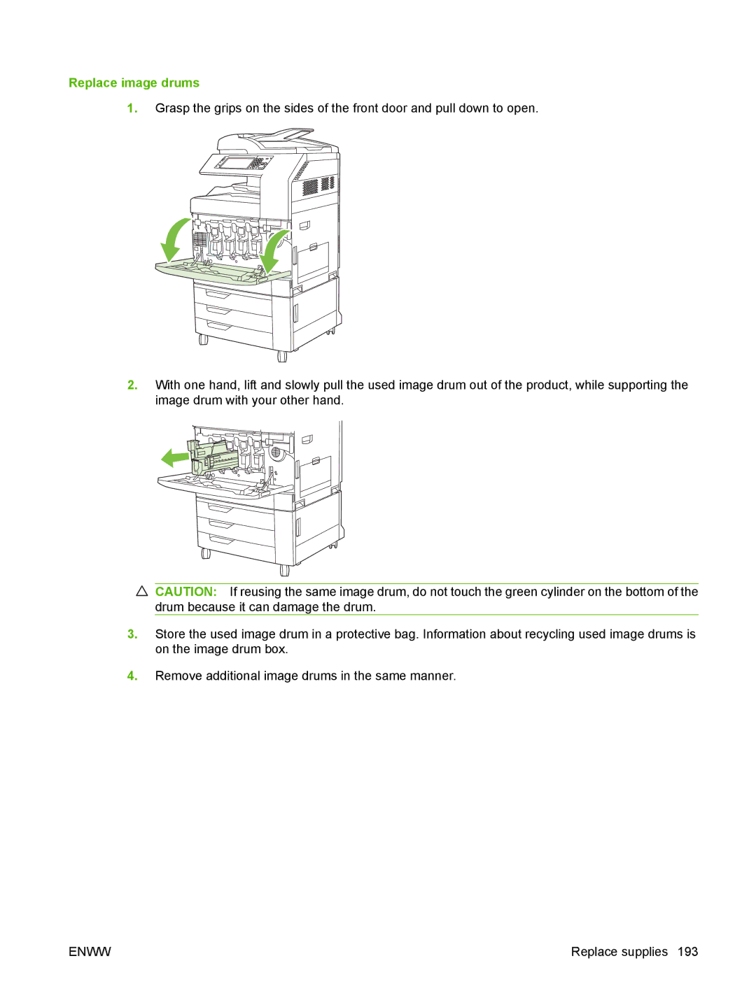 HP CM6049f MFP manual Replace image drums 