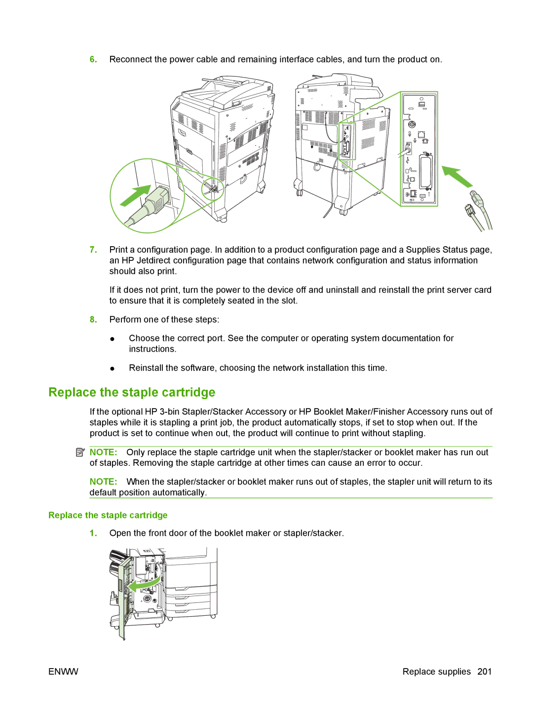 HP CM6049f MFP manual Replace the staple cartridge 