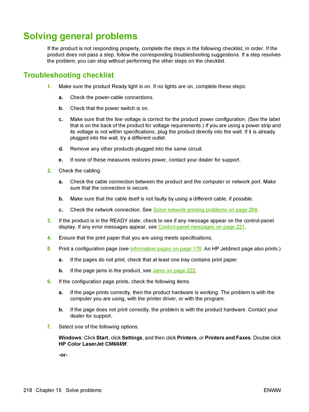 HP CM6049f MFP manual Solving general problems, Troubleshooting checklist 