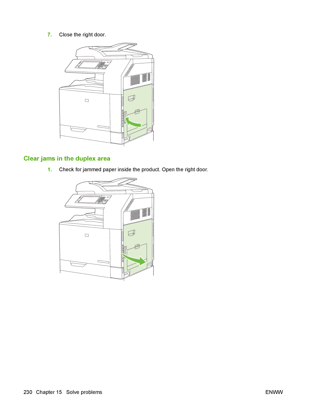 HP CM6049f MFP manual Clear jams in the duplex area 